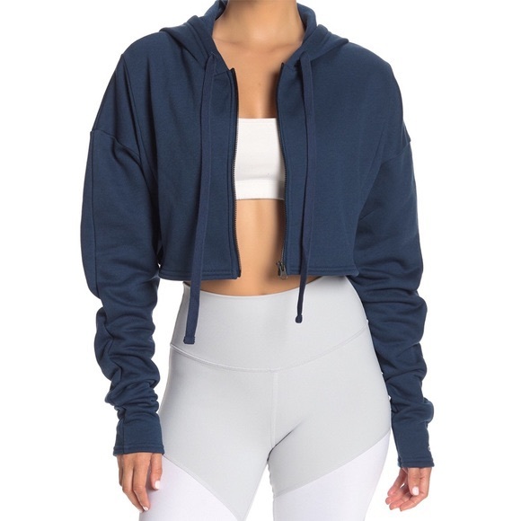 ALO Yoga | Tops | Alo Yoga Eclipse Extreme Crop Zip Up Hoodie Jacket |  Poshmark